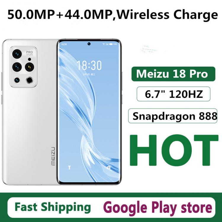 all in one place טלפונים סלולרים New Meizu 18 Pro 5G Cell Phone Dual Sim Fingerprint 6.7" 120HZ Snapdragon 888 Face ID 50.0MP Android 10.0 OTA 40W Charge OTG 