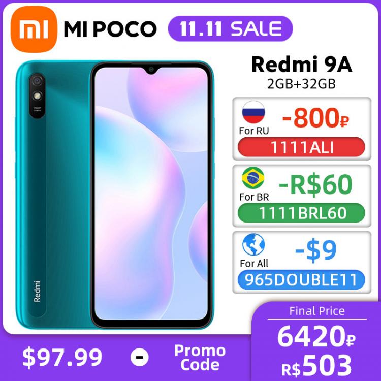 all in one place טלפונים סלולרים Global Version Xiaomi Redmi 9A 9 A 32GB ROM 2GB RAM MTK Helio G25 Octa Core 5000mAh Big Battery 13MP 6.53" Full Screen Cellph