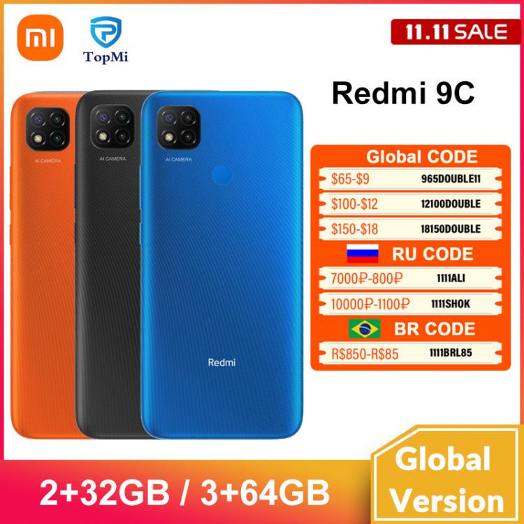 all in one place טלפונים סלולרים Global Version Xiaomi Redmi 9C Mobile Phone 9C 32GB /64GB MediaTek Helio G35 6.53" 5000mAh 13MP Camera Smartphone