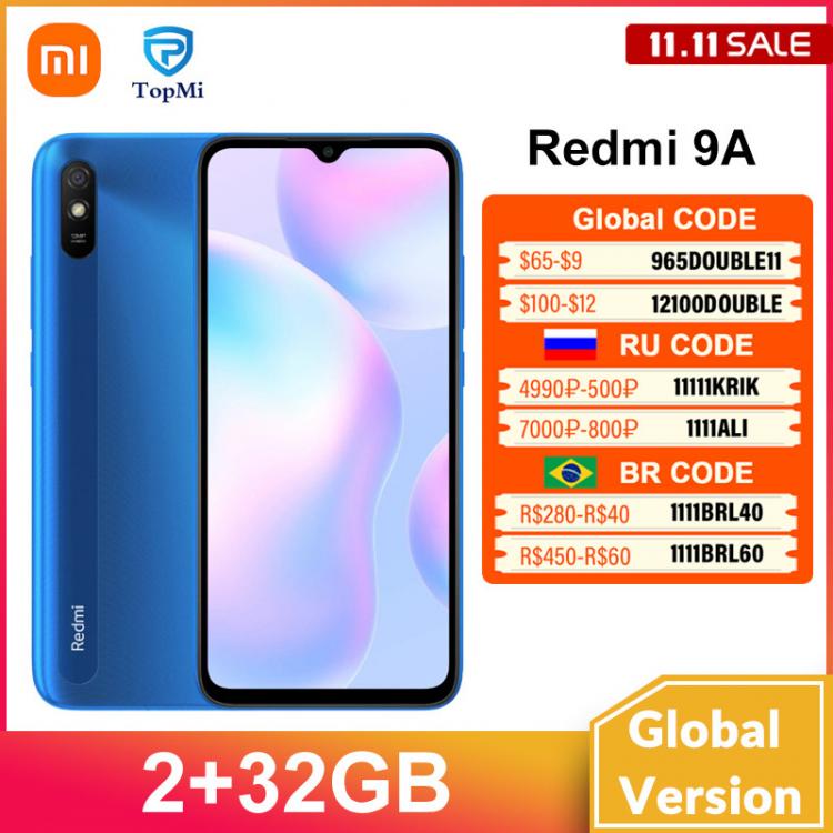 all in one place טלפונים סלולרים Global Version Xiaomi Redmi 9A Mobile Phone 2GB RAM 32GB ROM MTK Helio G25 Octa Core 6.53" 5000mAh 13MP Camera Smartphone
