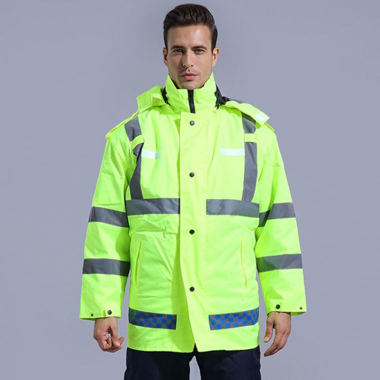all in one place כלי עבודה Reflective Work Clothing Fluorescent Safety Coat Raincoat With Hood Jacket Waterproof Winter Warm Outdoor Man Women Uniforms