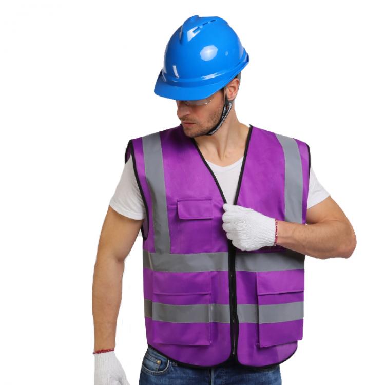all in one place כלי עבודה Hi Vis Purple Safety Vest Reflective With Zipper and Pockets For Men and Women