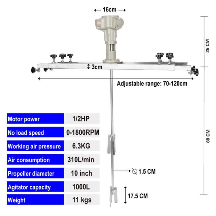 all in one place כלי עבודה IBC Air Agitator 1 Ton Tank Mixer Machine 1000L Capacity Stirrer Pneumatic Agitator Tool Folding Propeller Air Power Supply