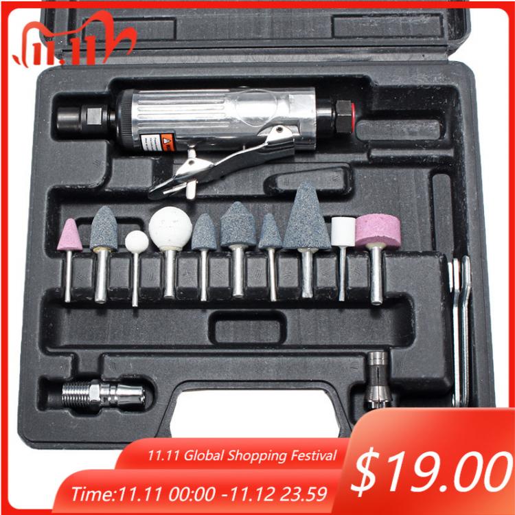 all in one place כלי עבודה 16Pcs/Set 1/4 Inch Car Air Compressor 90psi Grinder Machine Tirel Rotary Stone Tool Kit High-speed Polishing Pneumatic Tools