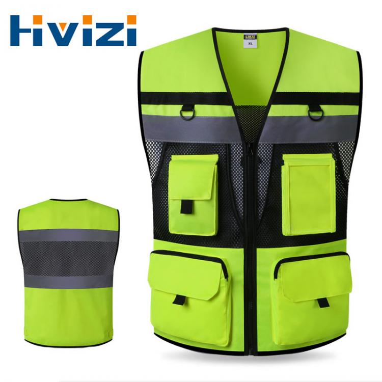 all in one place כלי עבודה High Visibility Reflective Safety Vest Safety Clothing Work Reflective Vest Multi Pockets Workwear Safety Waistcoat Jacket
