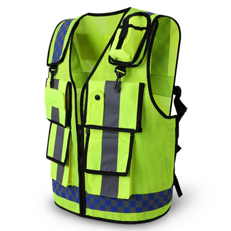 all in one place כלי עבודה High Visibility Safety Vest Protective Front Zipper With Reflective Strips Working Adjustable Sport Device Multi Pockets Cycling