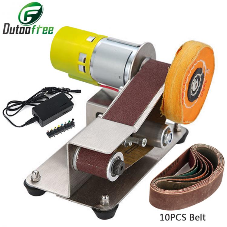 all in one place כלי עבודה 110V/220V Mini Electric Belt Sander DIY Polishing Grinding Machine Cutter Edges Sharpener Multifunctional Grinder 10PCS Belt