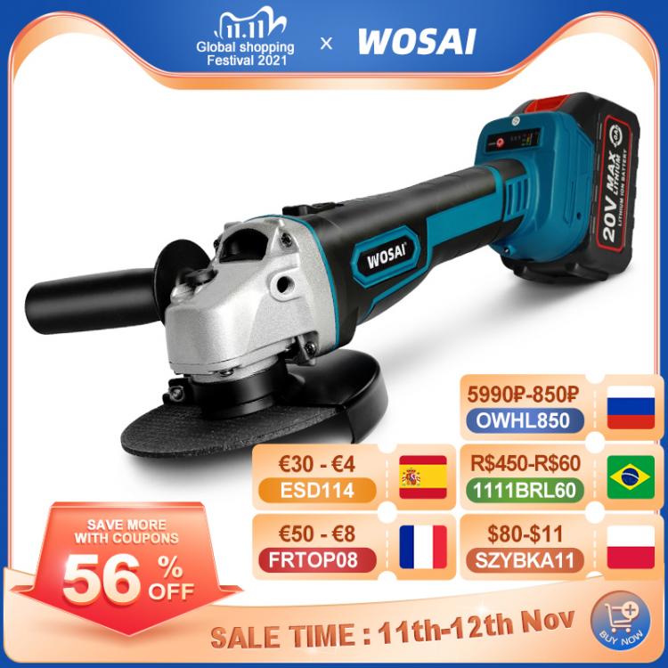 all in one place כלי עבודה WOSAI M14 Cordless Angle Grinder 20V Lithium-Ion Grinding Machine Cutting Electric Angle Grinder Grinding Brushless Power Tool