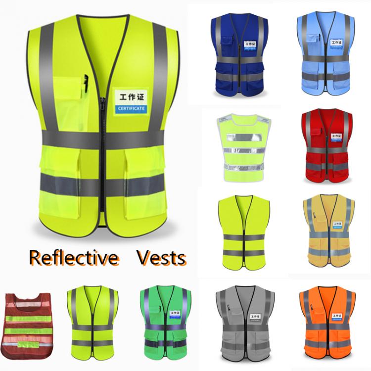 all in one place כלי עבודה High Visibility Safety Vest Reflective Clothes Pockets Work Jacket Safety Protective Clothing Shirts Traffic Warning Waistcoat
