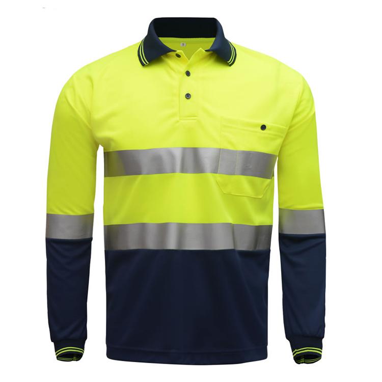 all in one place כלי עבודה Hi Viz Safety Work polo shirt reflective High Visibility  Long Sleeve Polo workwear Shirt free shipping