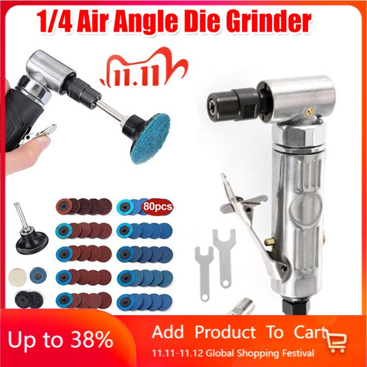 all in one place כלי עבודה 1/4 Air Angle Die Grinder 90 Degree Pneumatic Grinding Polisher Mini Portable Mill Engraving Machine with Sanding Discs Tool Set