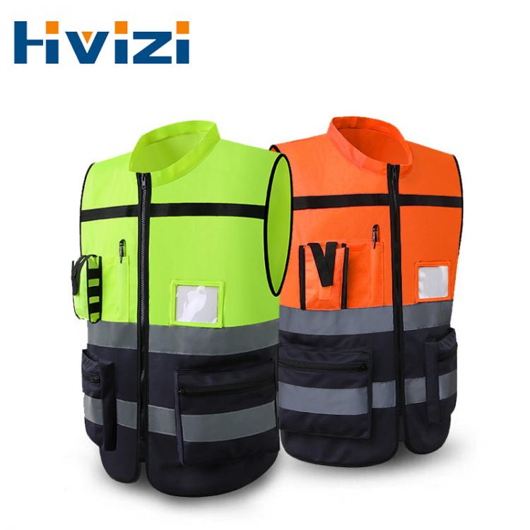 all in one place כלי עבודה Safety Vest Class 2 High Visibility Fully Closure Zipper With Multi Function Pockets Reflective Strips Construction Outdoor Men