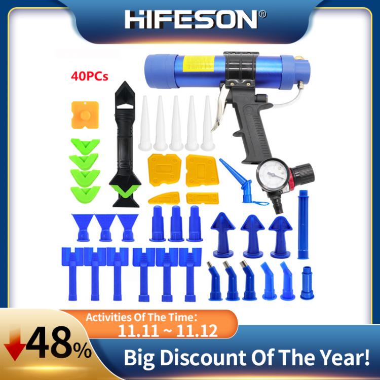 all in one place כלי עבודה 310ml Adjustable HIFESON Pneumatic Glass Glue Gun Air Rubber Gun Hard Glue Sealant Applicator Caulking Gun Toolbox