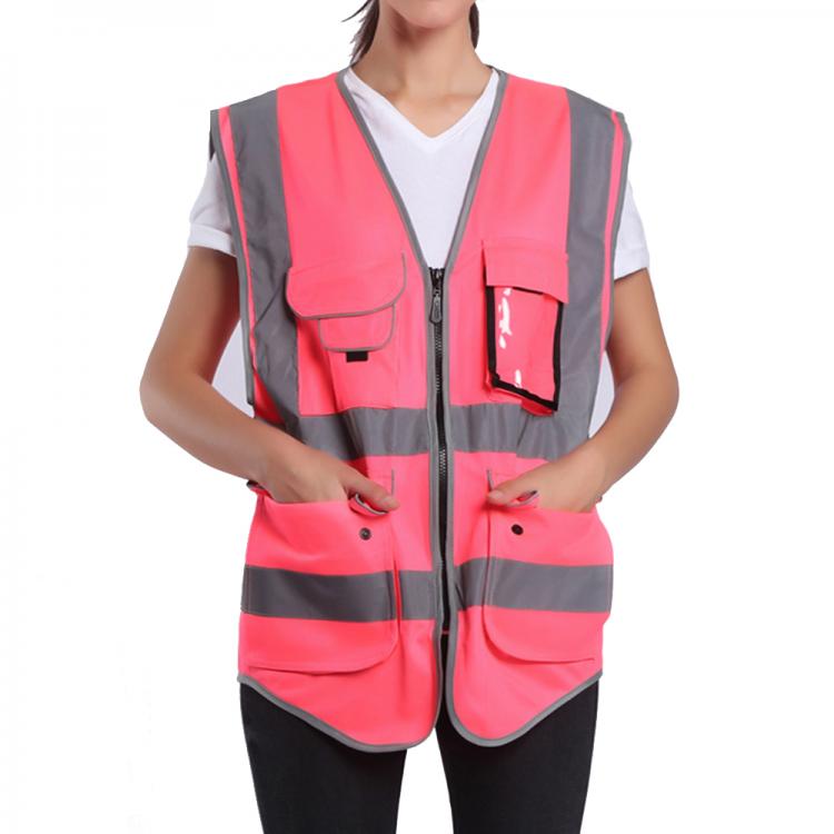 all in one place כלי עבודה Pink Safety Vest Women High Visibility Work Clothes Uniforms With Pockets