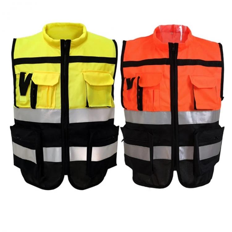 all in one place כלי עבודה Unisex High Visibility Reflective Safety Vest Multi Pockets Workwear Safety Protective ClothingTraffic Warning Mesh Waistcoat