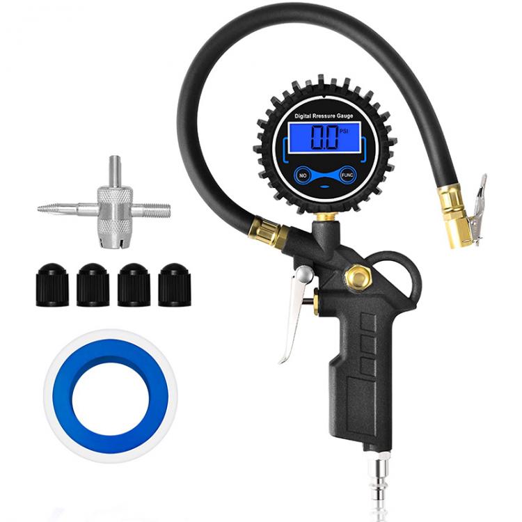 all in one place כלי עבודה Digital Tire Pressure Gun Inflating Gauge Heavy Duty with Rubber Hose and European Type Quick Connector Tyre Inflator