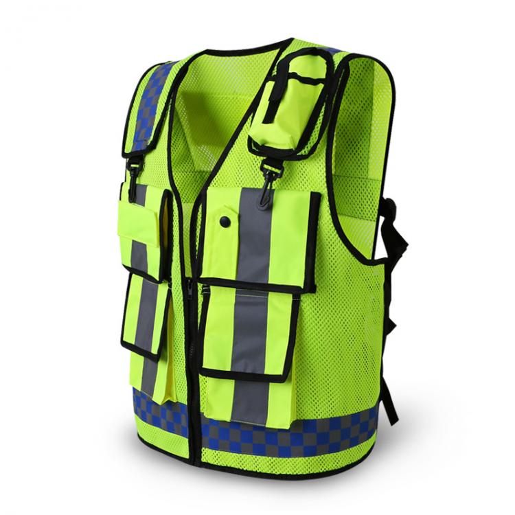 all in one place כלי עבודה 2021 Safety Vest Traffic Warning Road Fluorescent With Pocket High Reflective Vest Breathable Adjustable Safety Equipment Vest