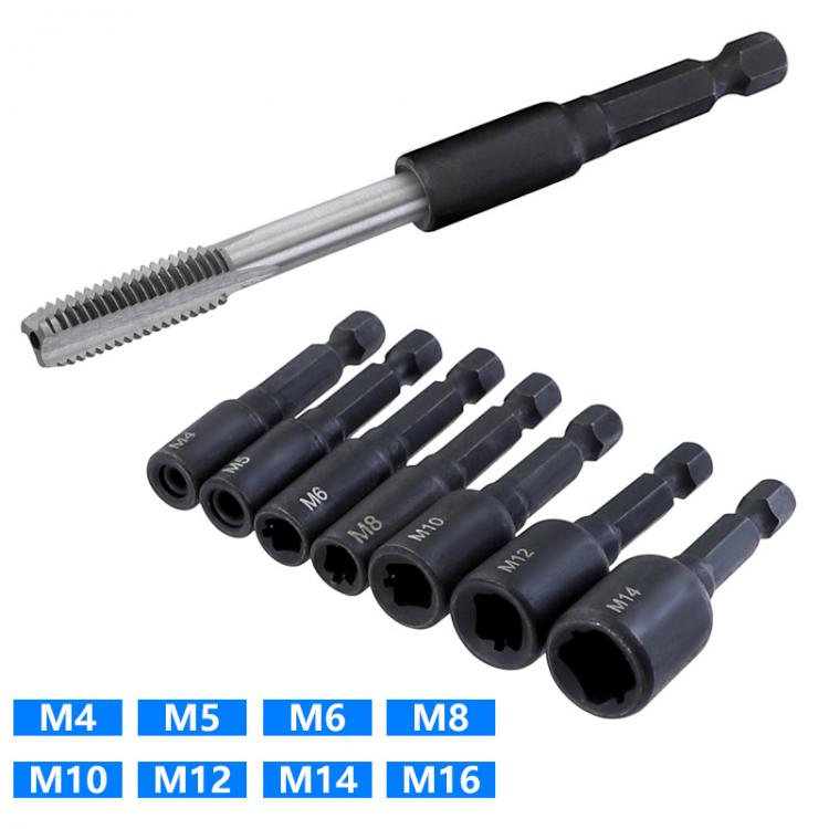all in one place כלי עבודה Tap Die Socket Adapter 1/4" Hex Shank Metric Screw Tap M4 M5 M6 M8 M10 M12 M14 M16 Threading Tool