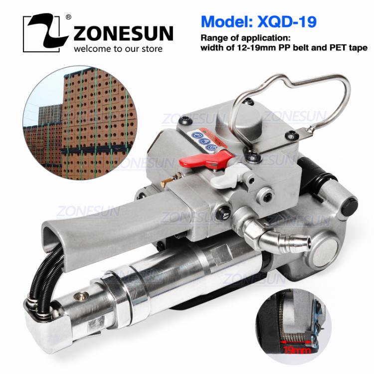all in one place כלי עבודה ZONESUN AQD-19/25 Pneumatic Strapping Machine With Friction Welding For 13-19MM PP/PET/Poly Strap Bander packing machine