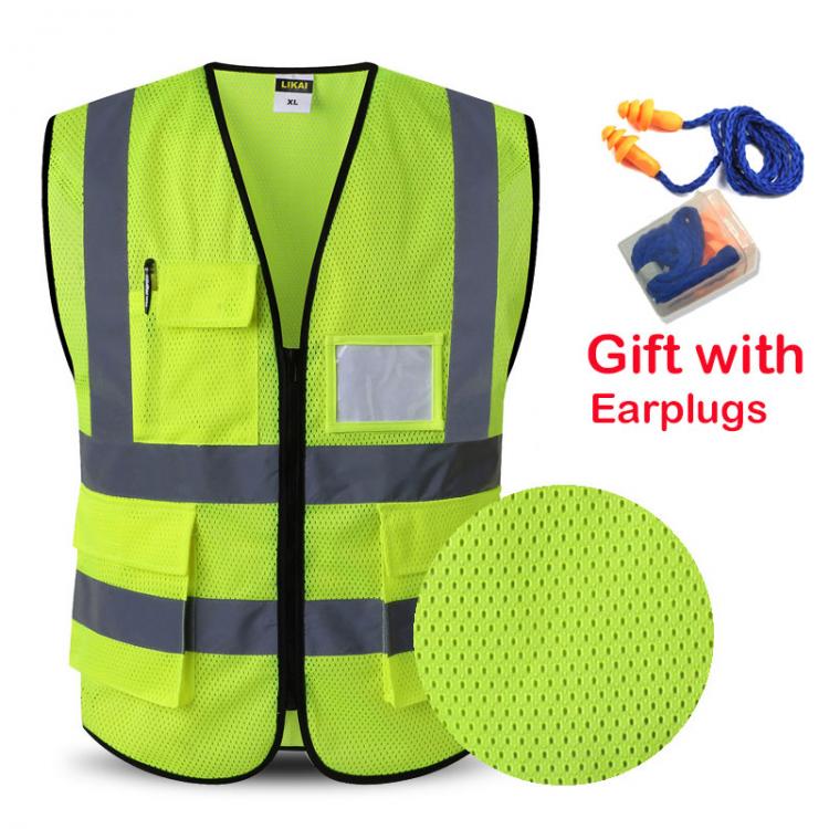 all in one place כלי עבודה 2021 Reflective Safety Vest Work Reflective vest Multi Pockets Workwear Safety Waistcoat Man Women Safety Vest