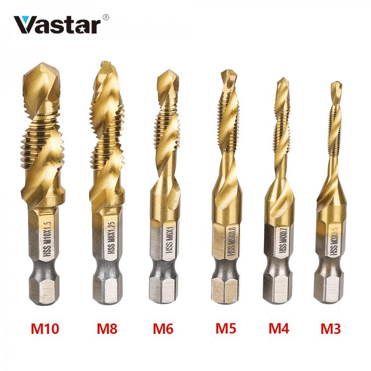 all in one place כלי עבודה 6Pcs Hex Shank Titanium Plated HSS Screw Thread Metric Tap Drill Bits Screw Machine Compound tap M3 M4 M5 M6 M8 M10 Hand Tools