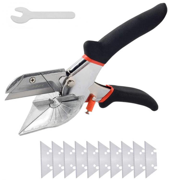 all in one place כלי עבודה Multi-angle Bevel Scissors Angle Shear 45-135 Degree Angle Mitre Siding Wire Duct Cutter with 10 Replacement Blades and Spanner