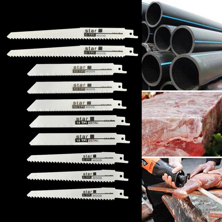 all in one place כלי עבודה 10pcs Reciprocating Saw Blades Saber Saw Handsaw Multi Saw Blade For Cutting Wood Metal PVC Tube Power Tools Accessories