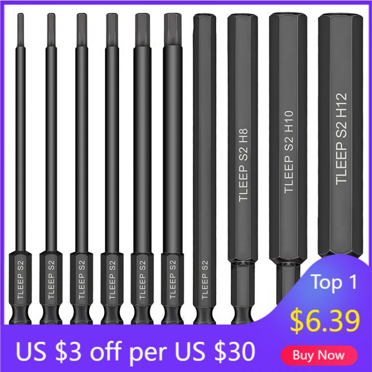 all in one place כלי עבודה 10pcs Hex Head Allen Wrench Drill Bits Set 100mm Long Metric Allen Screwdriver Bits Magnetic Tip Hex Key Screwdriver Socket Bit