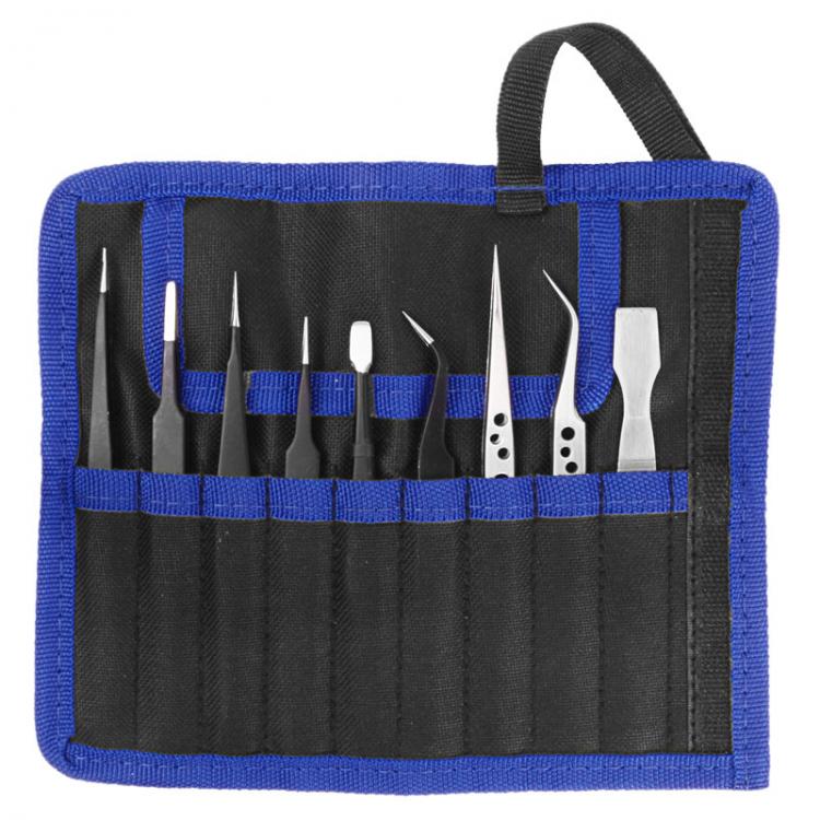 all in one place כלי עבודה 9 Pcs Tweezers Set Stainless Steel Anti-Static Precision Tweezers for Electronic Mobile Phone Repair Tools Hand Tools