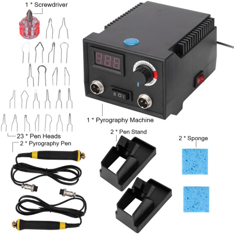 all in one place כלי עבודה Pyrography Machine Wood Burning Adjustable Temperature Burner Wood Cautery Pyrography Pen Gourd Crafts Tool Set US EU Plug