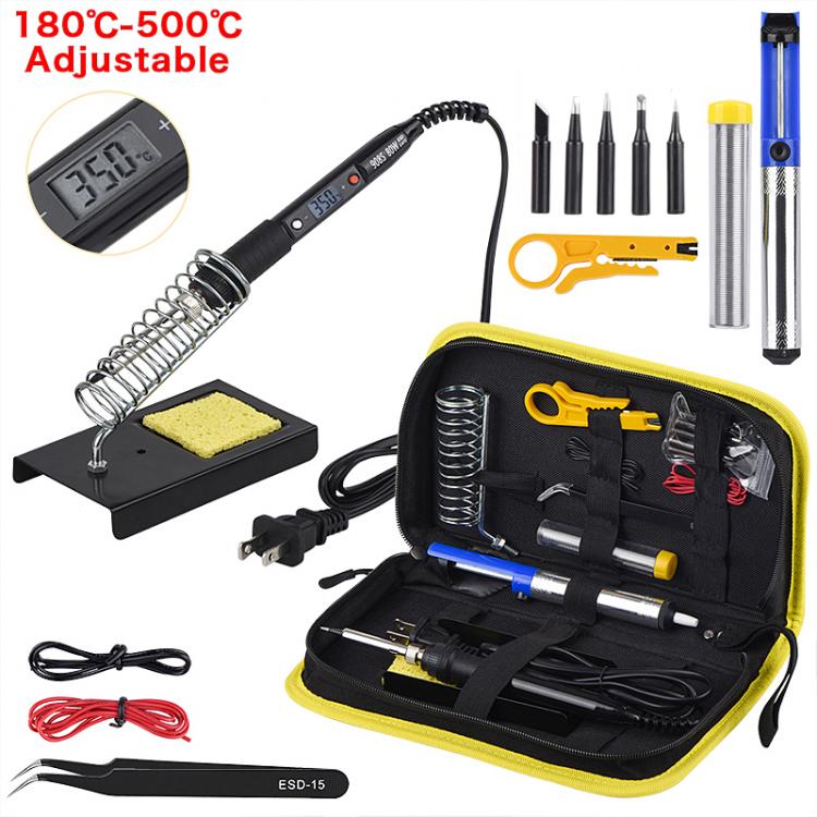all in one place כלי עבודה JCD Adjustable Temperature LCD Soldering iron kit 110V 220V 80W Solder welding tools soldering tips wire Desoldering Pump Heater