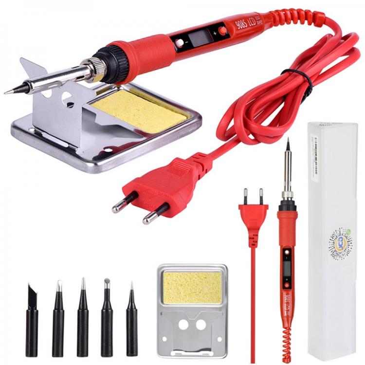 all in one place כלי עבודה JCD 220V 80W LCD Electric Soldering iron 908S Adjustable Temperature Solder iron With quality soldering Iron Tips and kits