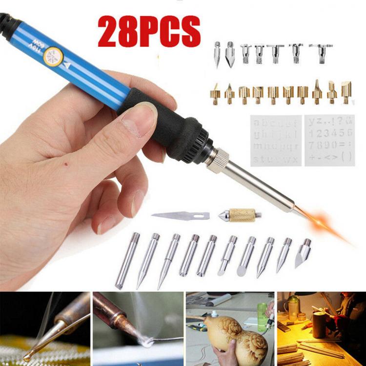 all in one place כלי עבודה 60W Adjustable Temperature Engraving Soldering Iron Set Pyrograph Head 28 PCs Set Heat Transfer Patch Tool Engraving Head