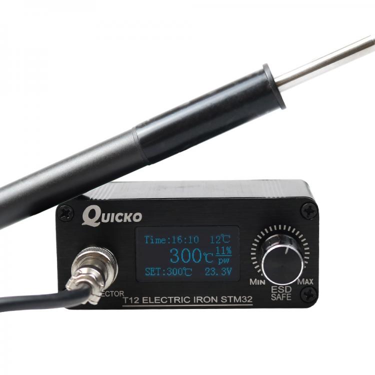 all in one place כלי עבודה QUICKO MINI T12 Soldering Station STM32/CKS OLED T12 Soldering Iron Tips T12-P9 Handle Welding Tools Aluminum Alloy Case