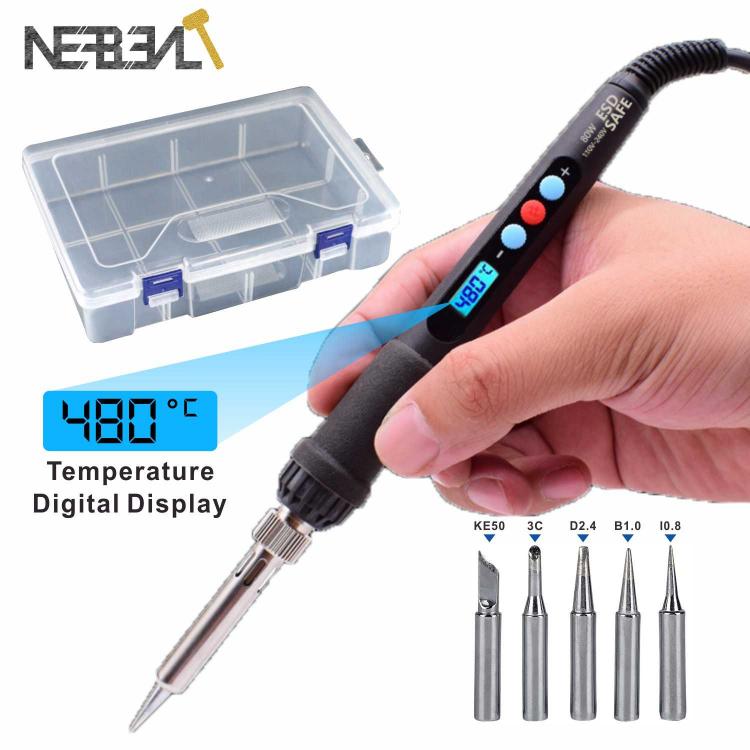 all in one place כלי עבודה Soldering Iron Kit 80W Adjustable Temperature Fast Heating Ceramic Thermostatic Welding Iron with 180-500℃ LCD Display Home DIY