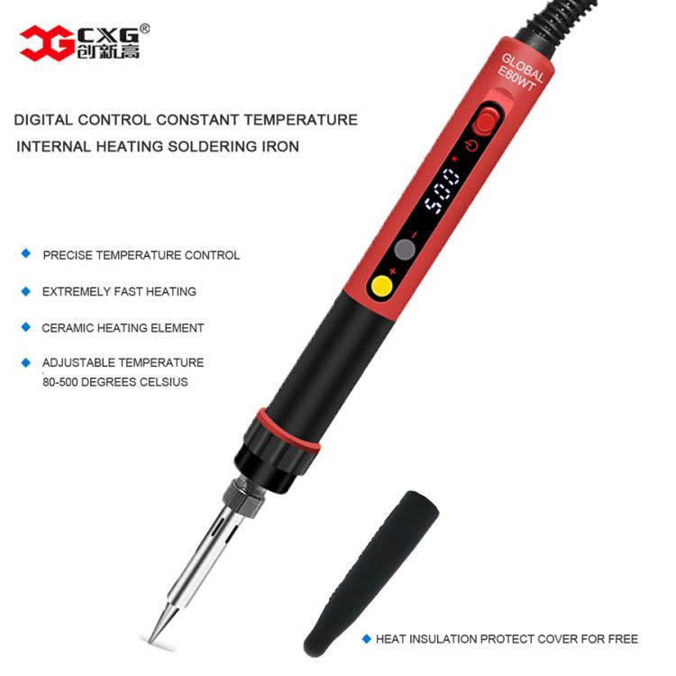 all in one place כלי עבודה Free Shipping CXG E60w/90w/110w LCD Temperature Digital LED Adjustable Electric Soldering Iron EU Plug +10pcs Weld Tips+Cover