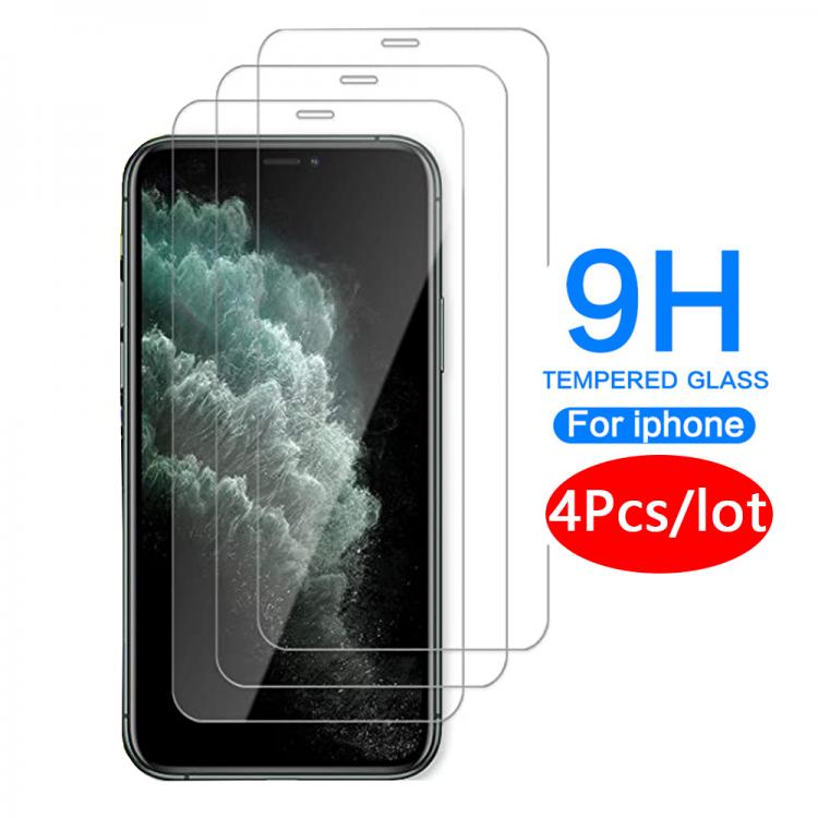 all in one place אביזרים 4pcs For iphone 11 glass on for iphone 13 glass 12 pro max xr x xs max screen protector for iphone 8 7 plus 6s 6 se2020 11 glass