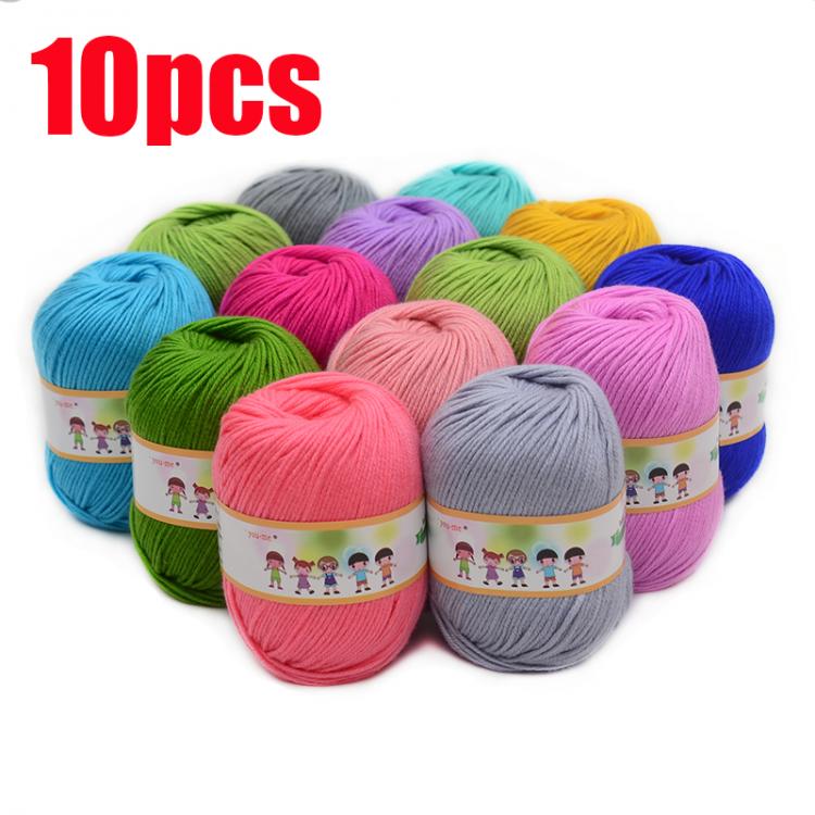 all in one place מלאכת יד 10pcs Hot Sale Multi Color Cotton Silk Knitting Yarn Soft Warm Baby Yarn for Hand Knitting Supplies 500g/lot