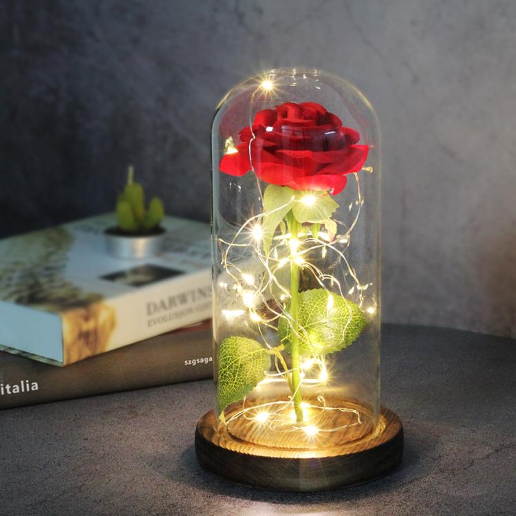 all in one place מלאכת יד Flower Beauty and the Beast Led Eternal Rose in Glass Christmas Artificial Flowers for Decor Wedding New Year gifts for Home