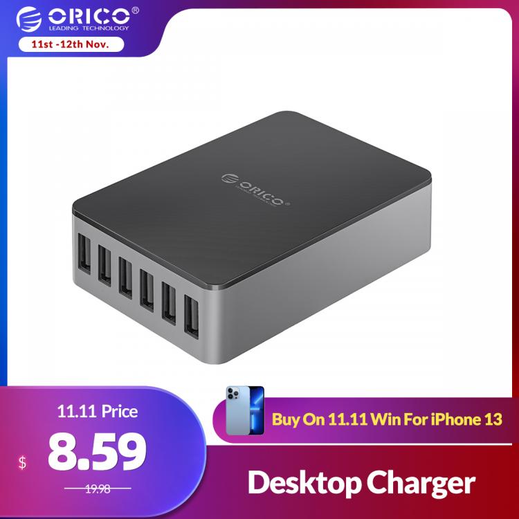 all in one place אביזרים Orico 6 Ports USB Charger Desktop Charging Dock 50W for iphone Samsung Xiaomi Huawei Travel Portable Charger Station