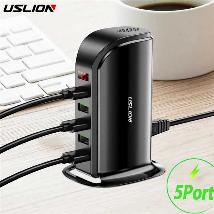 all in one place אביזרים 5 Port Multi USB Charger HUB LED Display USB Charging Station Dock Universal Mobile Phone Desktop Wall Home Chargers EU UK Plug