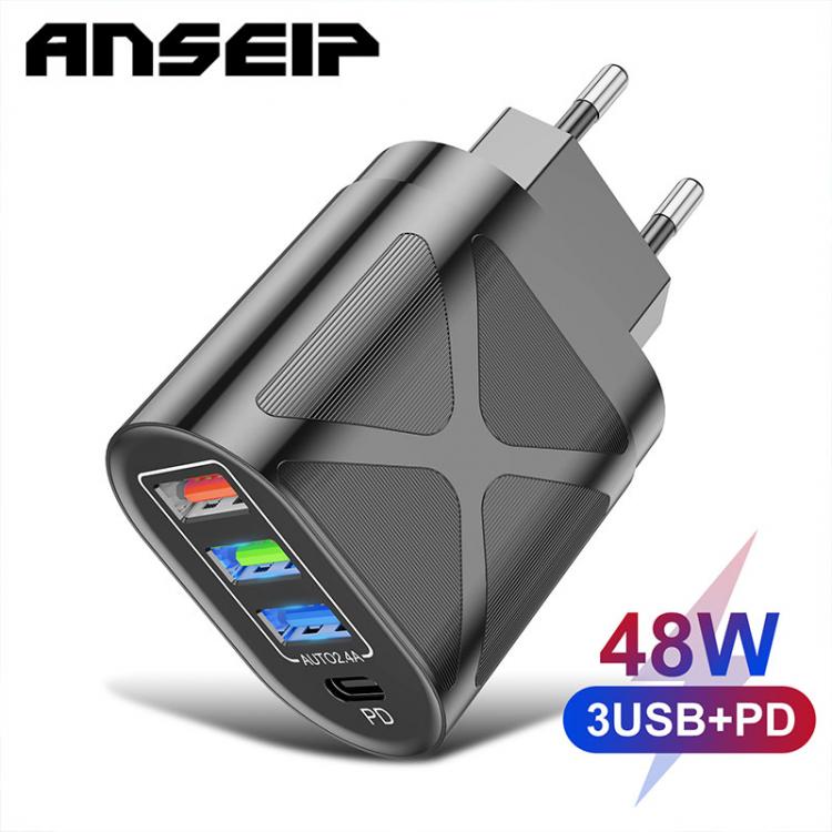 all in one place אביזרים ANSEIP 3USB Charger PD 48W Quick charger for iPhone 13 12 11 Xiaomi Samsung Huawei QC3.0 Fast Charging plug Phone Charge Adapter