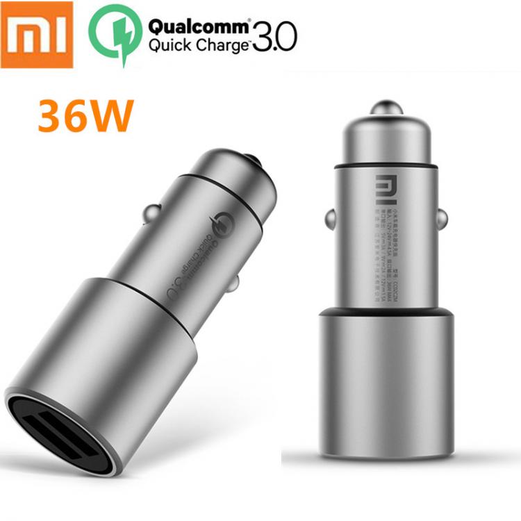 all in one place אביזרים Original Xiaomi Mi Car Charger QC3.0 X2 Dual USB Quick charge Max 5V/3A 9V/2A 15V/1.5A Metal Style
