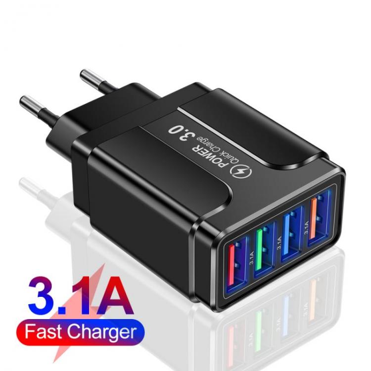 all in one place אביזרים Brand New 3.1A LED USB Charger For IPhone Charger 4 Ports Fast Charging Wall Phone Charger For IPhone Samsung Xiaomi USB Adapter