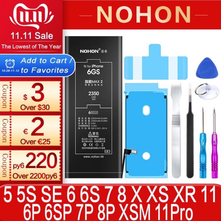 all in one place אביזרים NOHON Battery For iPhone 6S 6 7 8 Plus X XR Replacement Bateria For iPhone 11 Pro XS MAX SE 2020 SE2 5S 5C 5 6Plus 7Plus Battery