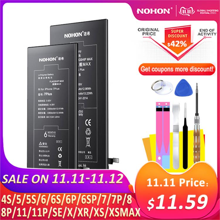 all in one place אביזרים NOHON Battery For iPhone 6S 7 6 8 Plus SE 5S 5 X XR XS MAX 11 5C 7Plus 6SPlus Replacement Bateria For iPhone6S iPhone7 iPhone8