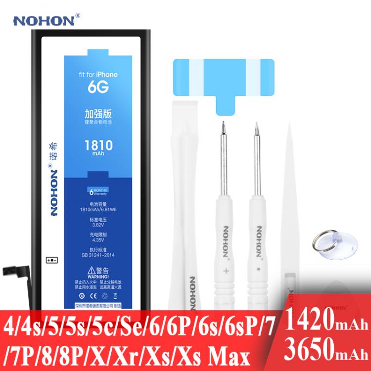 all in one place אביזרים Nohon Battery For Apple iPhone SE 4s 5s 6 6s 7 8 Plus 4 5 5c X Xr Xs Max 6P 6sP 7P 11 High Capacity Li-polymer Batteries +Tools