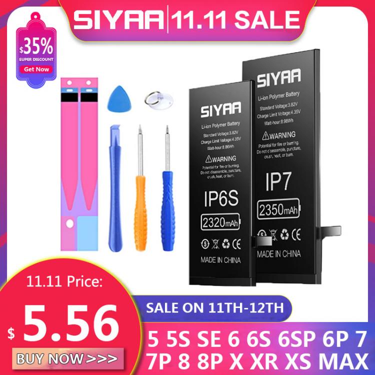 all in one place אביזרים SIYAA Battery For iPhone 6S 7 8 6 Plus X SE 5S 5 5C XR XS MAX Original High Capacity Replacement Bateria For Apple 6 S 6SP 7P 8P