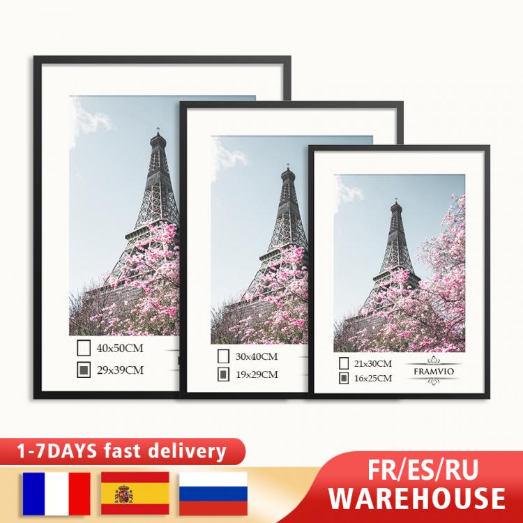all in one place מלאכת יד Modern Picture Photo Frame Metal Mat Plexiglass Black White Golden 30x40cm A4 for Table Top Display and Wall Mounting Home Decor
