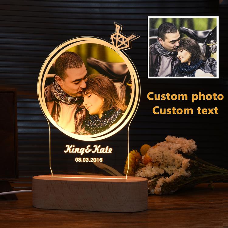 all in one place מלאכת יד Customized Photo Frame USB Creative Wooden Base With Led Light  Living Room Bedroom Decoration Custom Text Photo